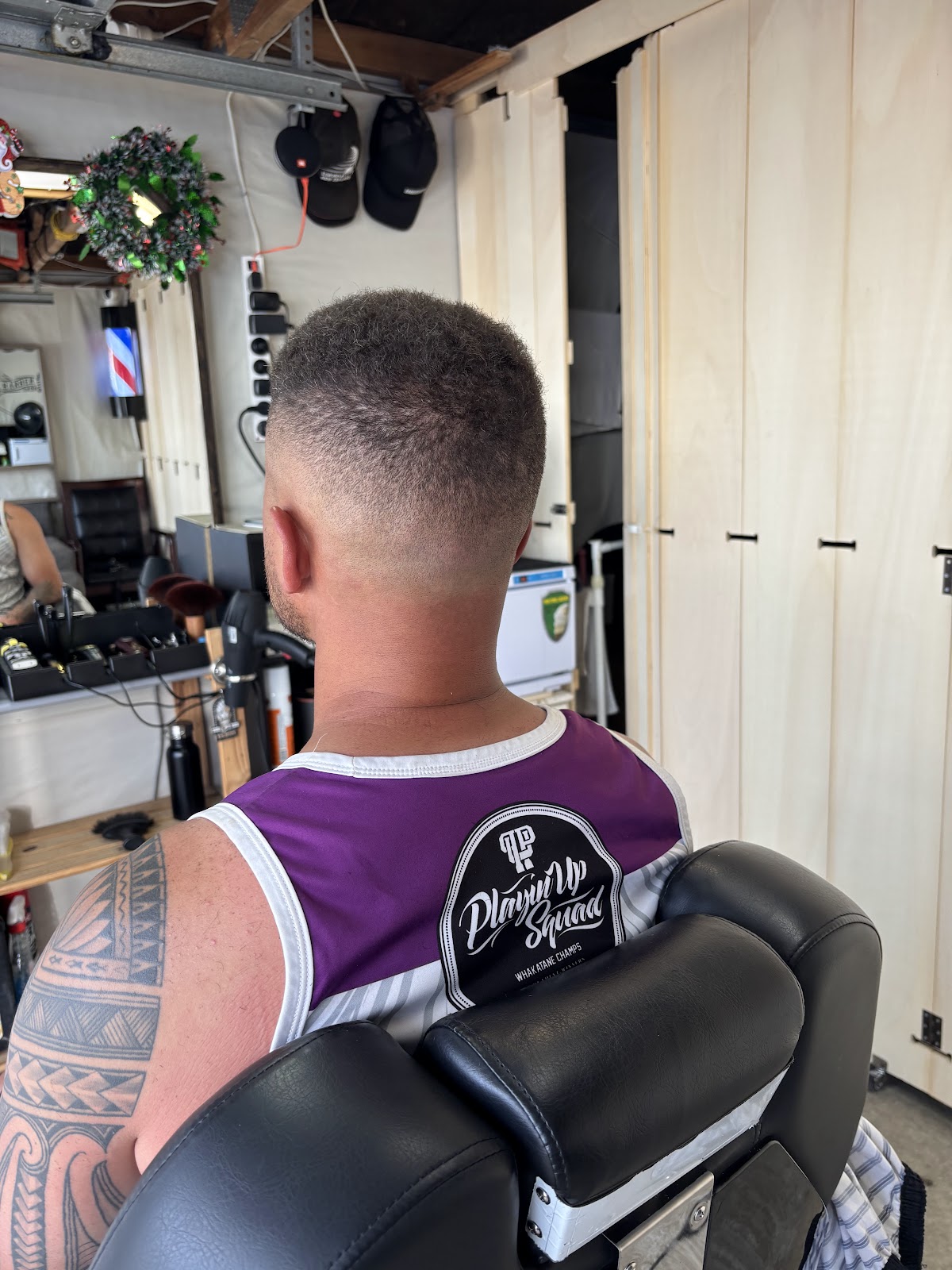 Back view of a skin fade blend